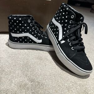 Black and White Polka Dot High-Top Sneakers